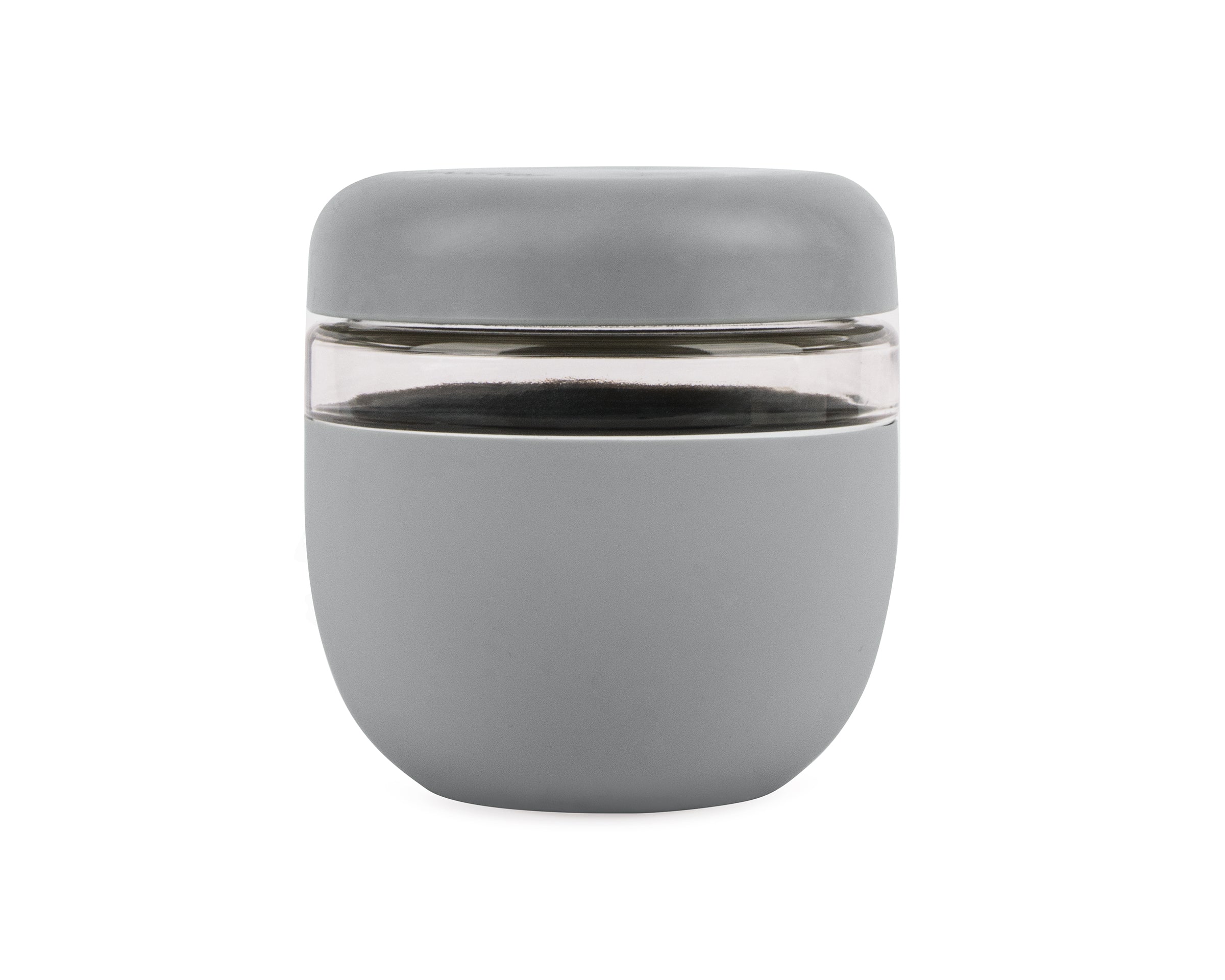 W&P Seal Tight Bowl in Slate gray, a glass bowl with a gray silicone sleeve and lid