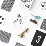 Wee Gallery Nature Number Cards laid out with small animal figurines