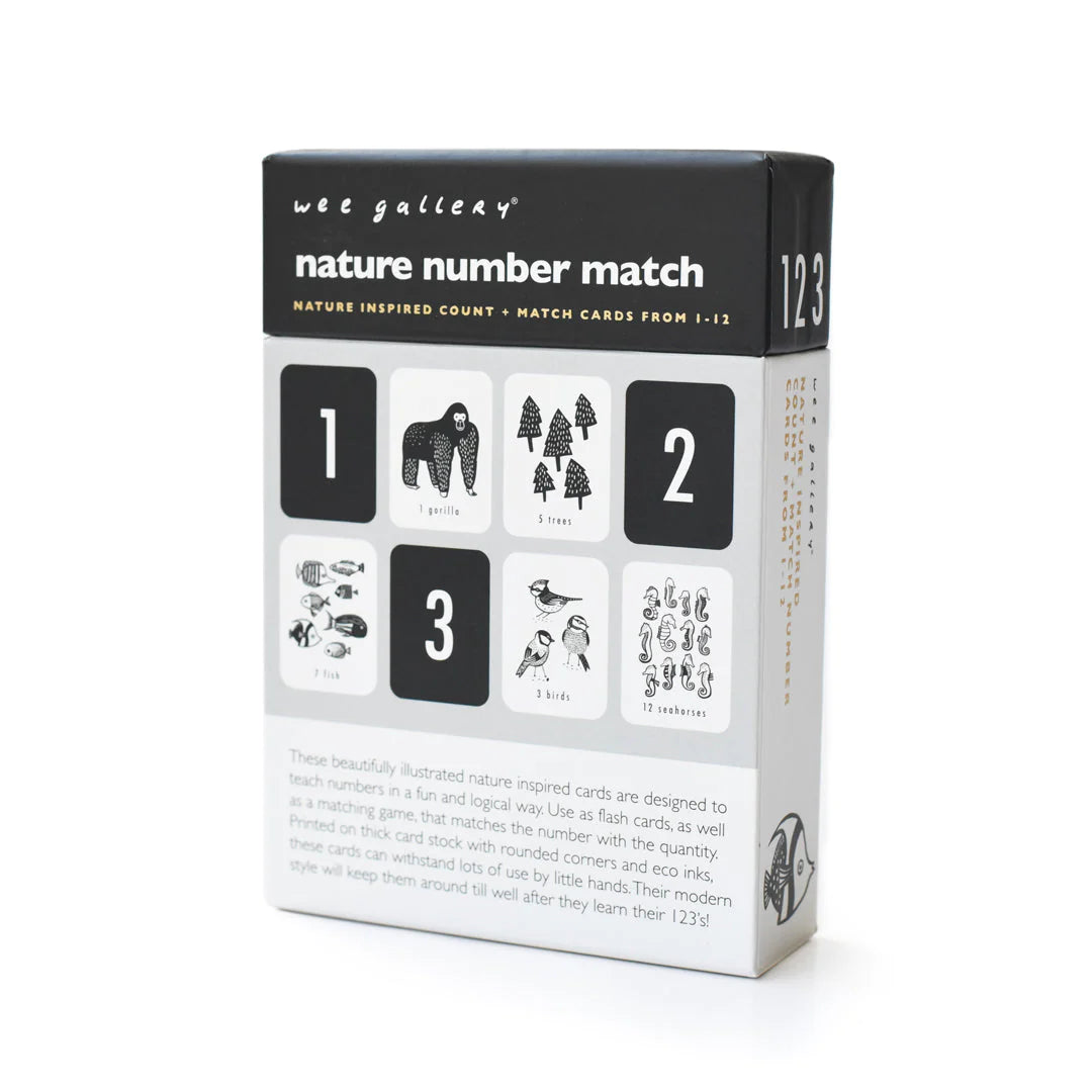 Wee Gallery Nature Number Match cards in a black box with number and animal cards