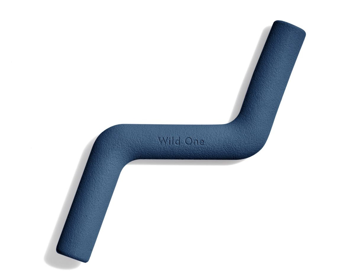 Wild One Bolt Bite Dog Toy in Navy blue, a zigzag rubber chew toy