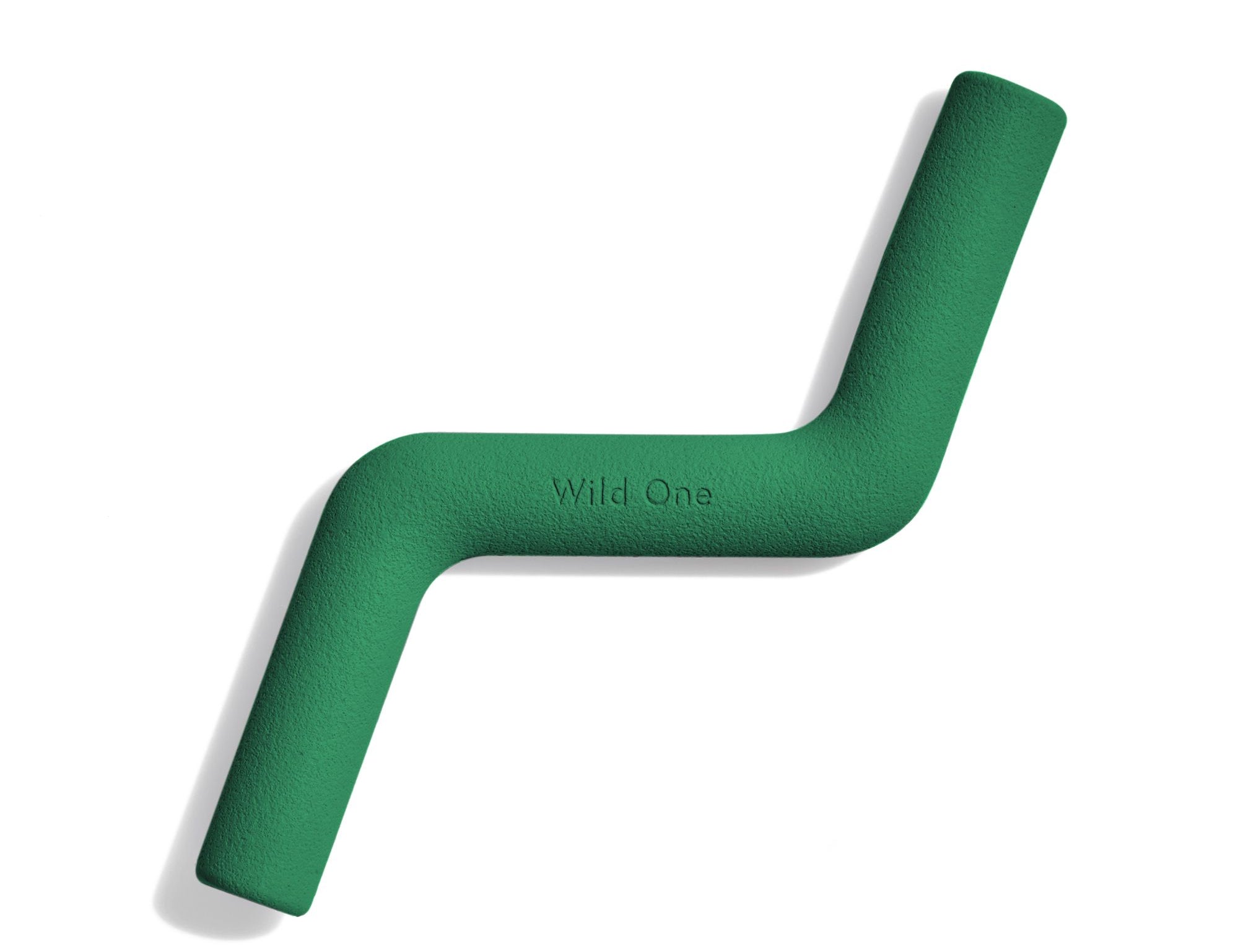 Wild One Bolt Bite Dog Toy in Spruce green, a zigzag rubber chew toy