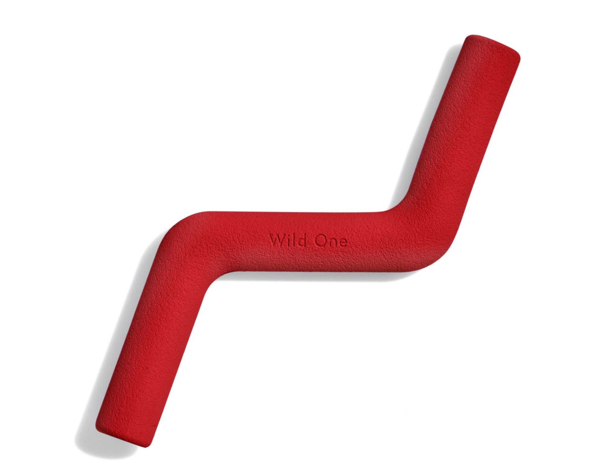 Wild One Bolt Bite Dog Toy in Strawberry red, a zigzag rubber chew toy