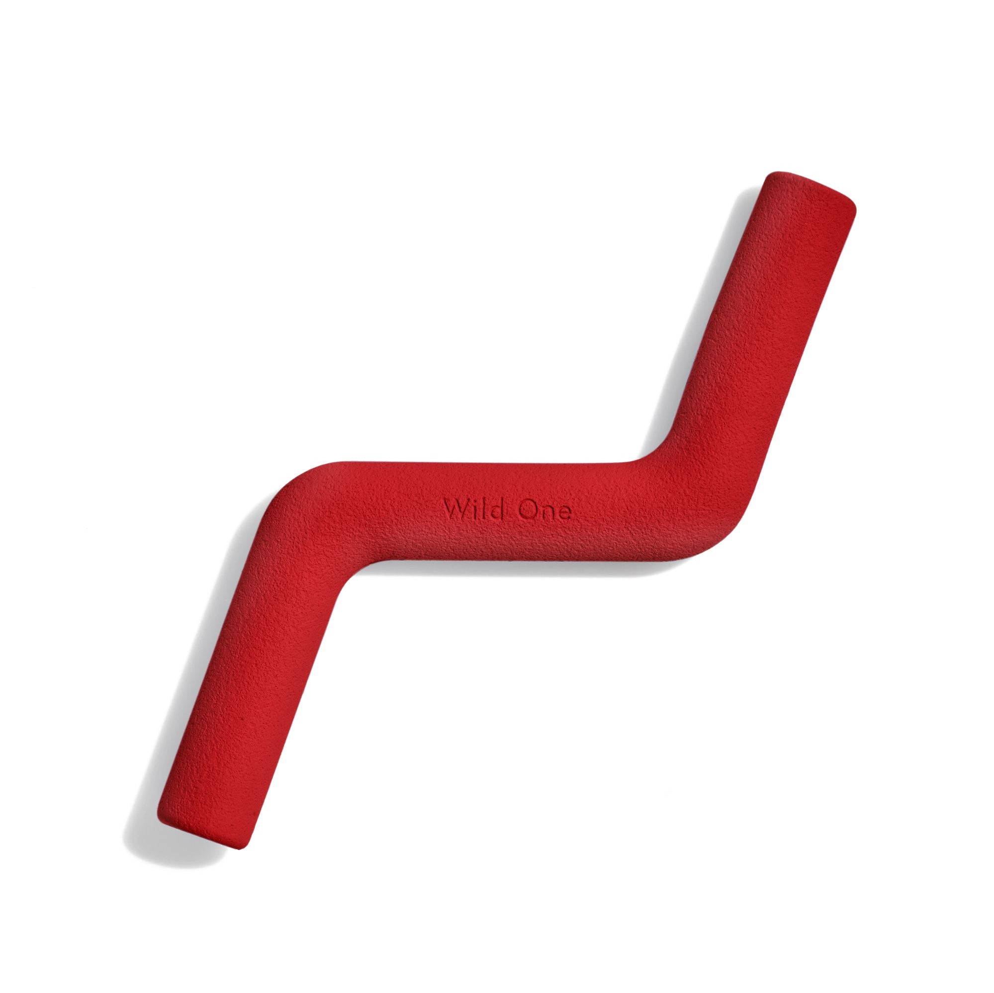 Wild One Bolt Bite Dog Toy in Strawberry red, a zigzag rubber chew toy