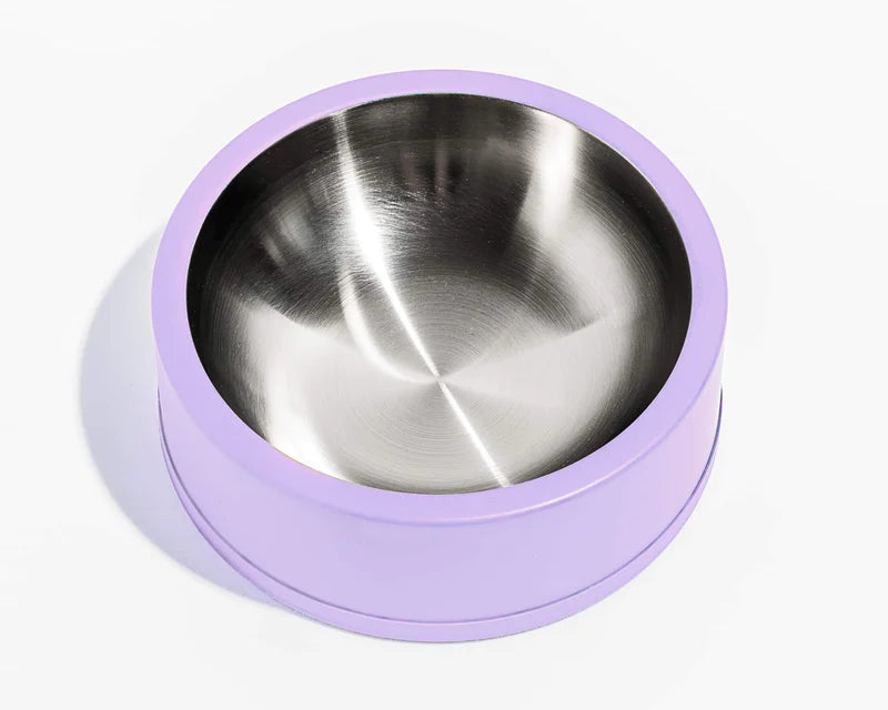 Wild One Dog Bowl, lilac dog bowl with a stainless steel insert