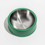 Wild One Dog Bowl, third view, spruce green dog bowl with a stainless steel insert