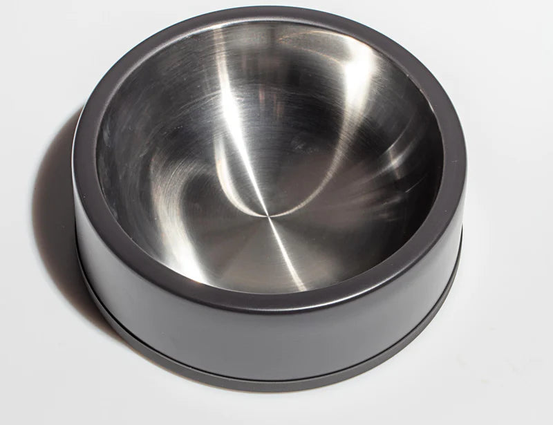 Wild One Dog Bowl, fifth view, black dog bowl with a stainless steel insert
