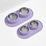 Wild One Placemat for Dogs, third view, two lilac placemats with dog bowls