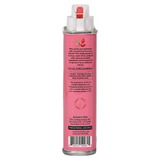 Woo World of Oils Organic Rosehip Oil pink tin can, back view showing the ingredients